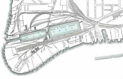 Map of the Town Dock and Surrounding area, circa 1905