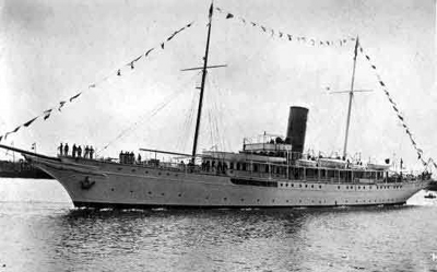 Lord Tredegar’s Yacht ‘Liberty’ during the South Lock Extension opening ceremony, 14th July 1914