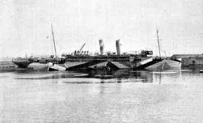 H.M Auxillary Cruiser ‘Macedonia’ in Alexandra Docks during World War One.