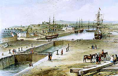 The Town Dock, a sketch by J F Mullock, circa 1842